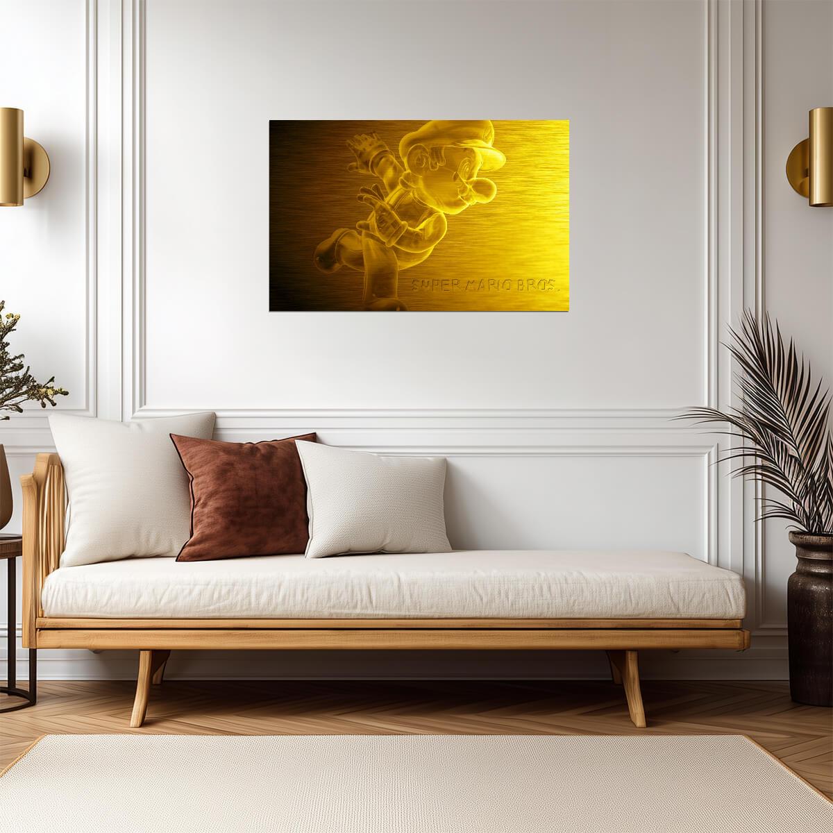 Super Mario Poster | Mario in Gold Relief - Video Games Poster