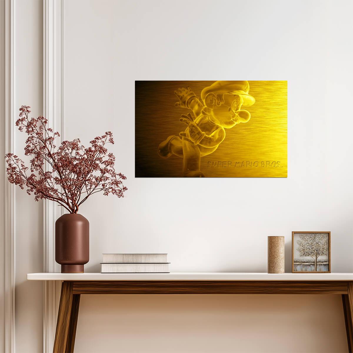 Super Mario Poster | Mario in Gold Relief - Video Games Poster