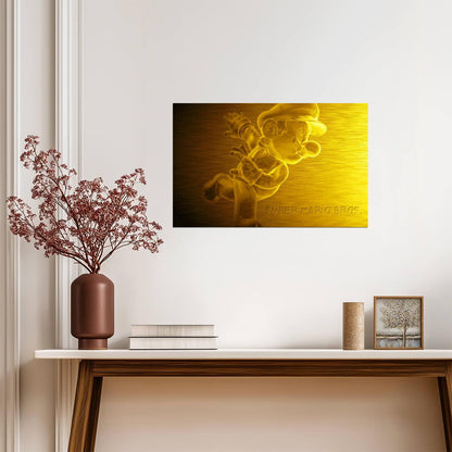 Super Mario Poster | Mario in Gold Relief - Video Games Poster