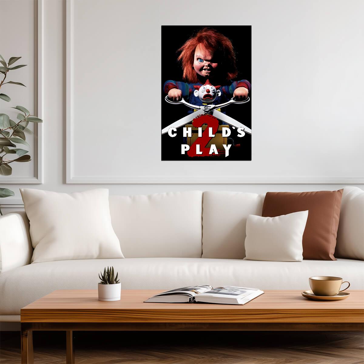 Child's Play 2 Movie Poster | Chucky with Scissors and a Jack-in-the-Box - Movies & TV Poster