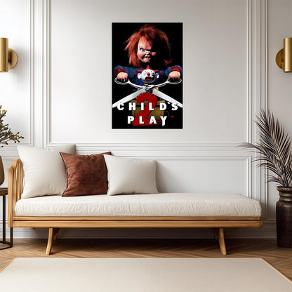 Child's Play 2 Movie Poster | Chucky with Scissors and a Jack-in-the-Box - Movies & TV Poster