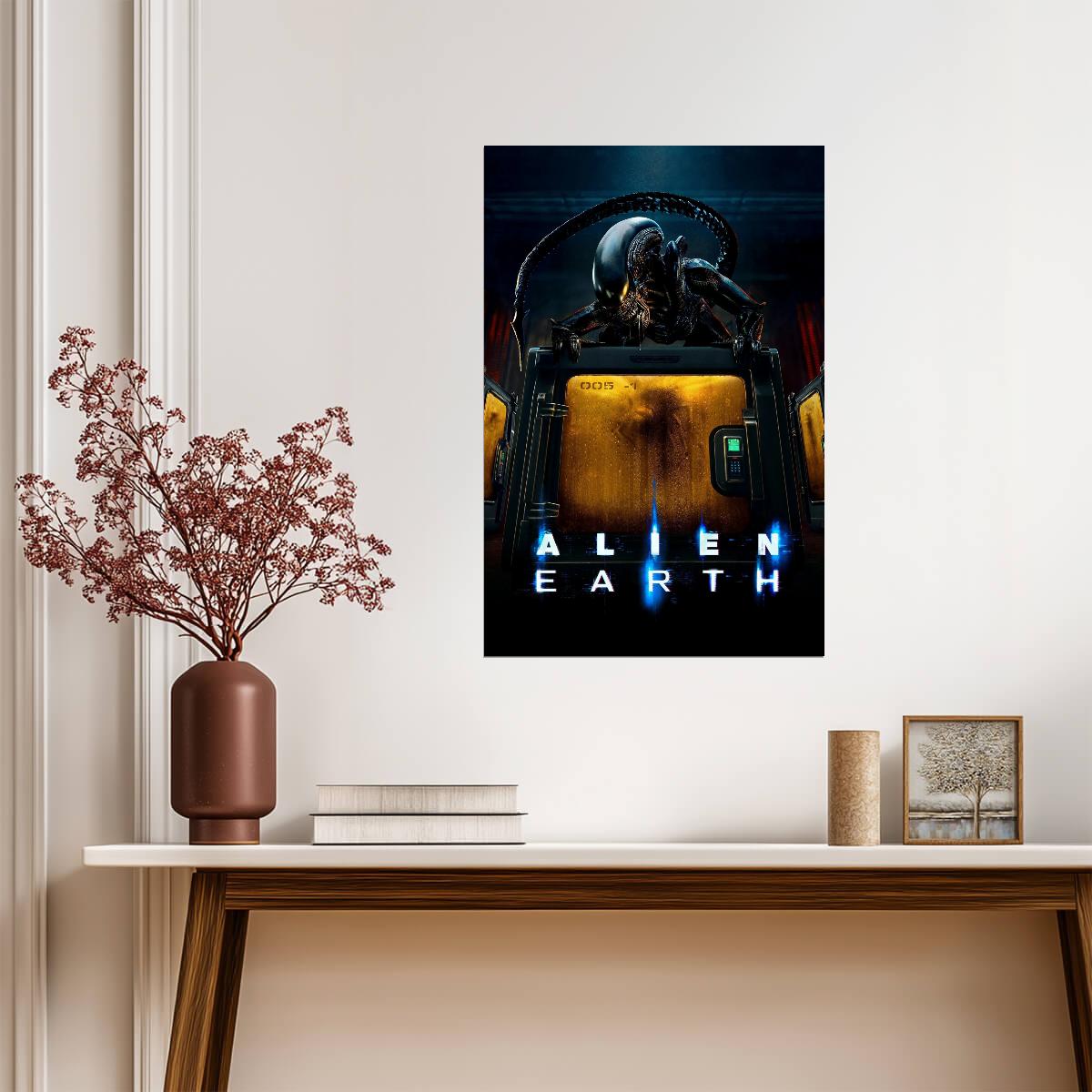 Alien Earth Poster | Xenomorph on a Containment Chamber | TV Series Print - Movies & TV Poster
