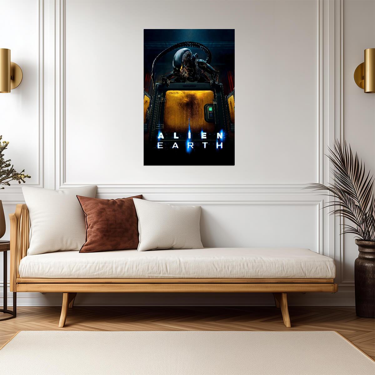 Alien Earth Poster | Xenomorph on a Containment Chamber | TV Series Print - Movies & TV Poster
