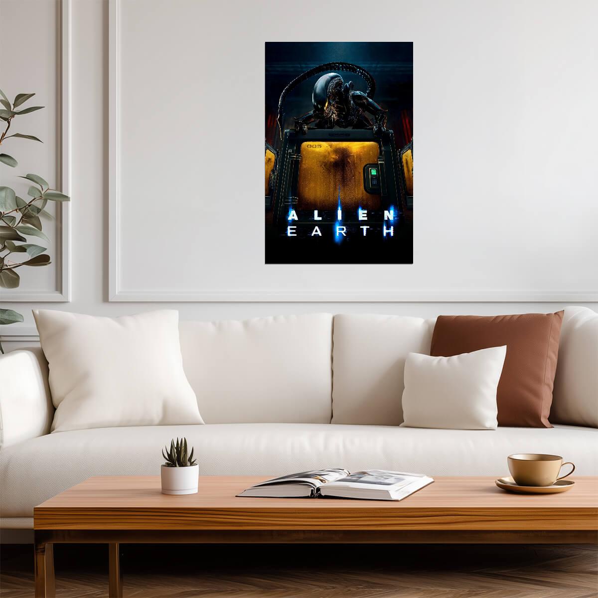 Alien Earth Poster | Xenomorph on a Containment Chamber | TV Series Print - Movies & TV Poster