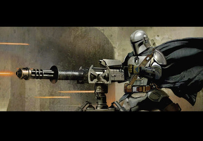 The Mandalorian TV Series Poster | Din Djarin Firing a Heavy Blaster - Movies & TV Poster