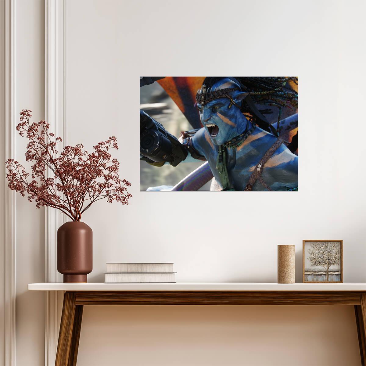 Avatar 2009 Movie Poster | Na'vi Warrior Charging with Rifle - Movies & TV Poster