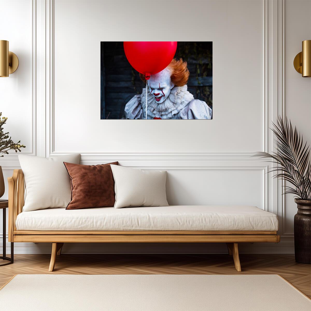 IT 2017 Movie Poster | Pennywise Holding a Red Balloon - Movies & TV Poster