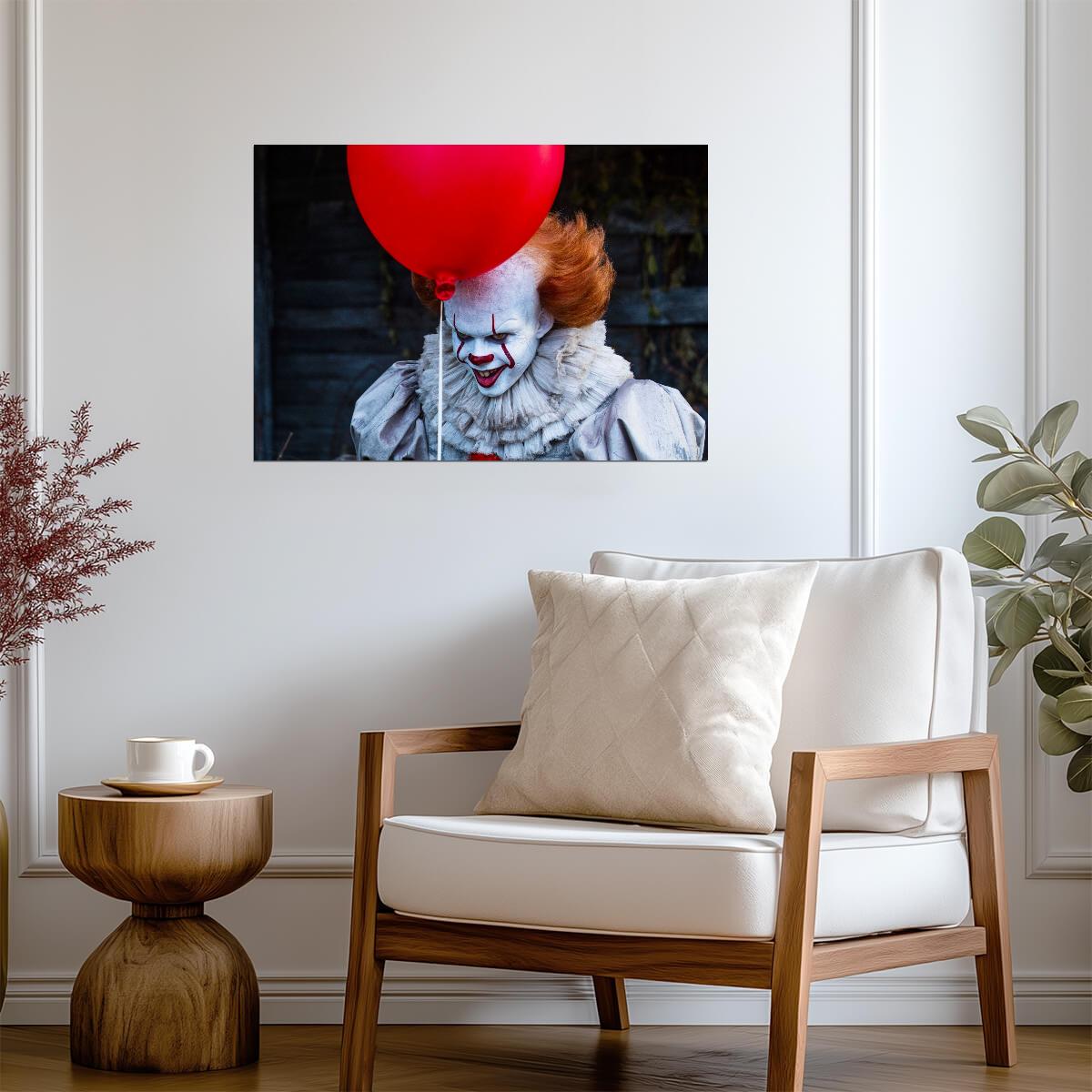 IT 2017 Movie Poster | Pennywise Holding a Red Balloon - Movies & TV Poster