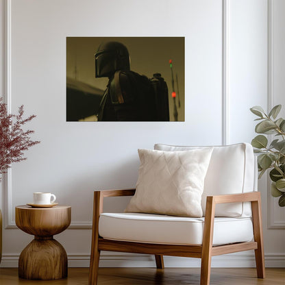 The Mandalorian TV Series Poster | Din Djarin Helmet in Green Shadow - Movies & TV Poster