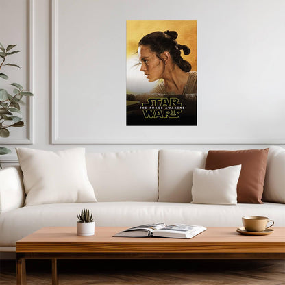 Star Wars The Force Awakens Movie Poster | Rey Profile in Desert Light - Movies & TV Poster