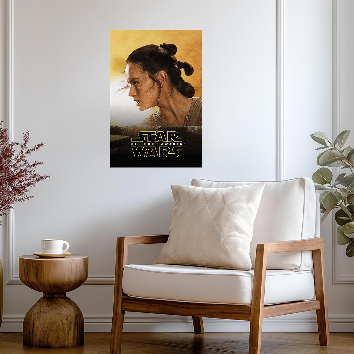 Star Wars The Force Awakens Movie Poster | Rey Profile in Desert Light - Movies & TV Poster