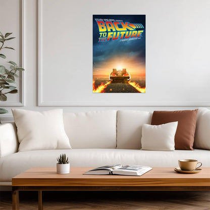 Back to the Future Movie Poster | DeLorean Leaving Twin Fire Tracks - Movies & TV Poster
