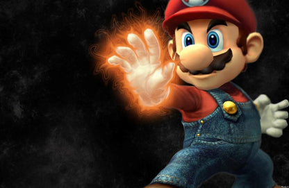 Super Mario Poster | Mario Holding a Glowing Fireball - Video Games Poster