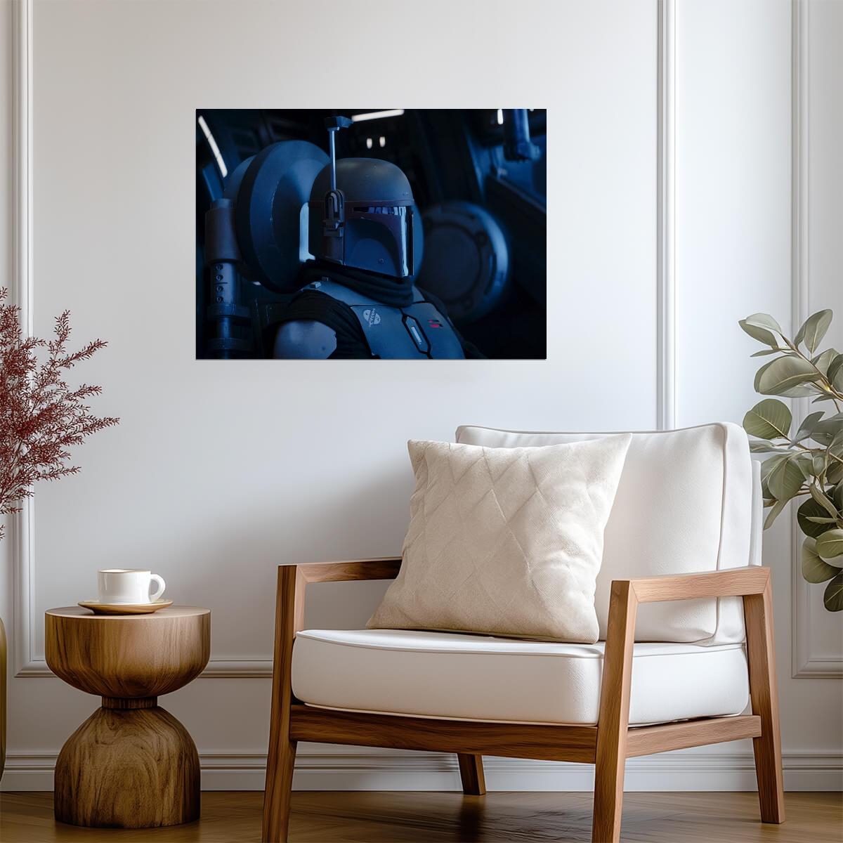 Boba Fett Star Wars Poster | Boba Fett Helmet in Blue Shadow - Movies & TV Poster