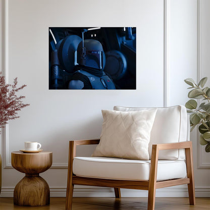 Boba Fett Star Wars Poster | Boba Fett Helmet in Blue Shadow - Movies & TV Poster
