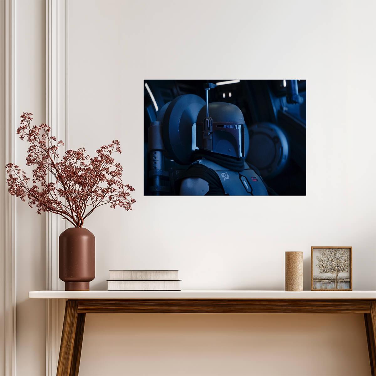 Boba Fett Star Wars Poster | Boba Fett Helmet in Blue Shadow - Movies & TV Poster