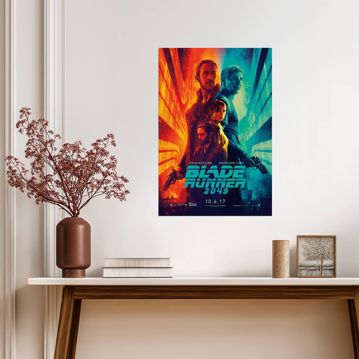 Blade Runner 2049 Movie Poster | Illustrated Cast in Orange and Teal Light - Movies & TV Poster