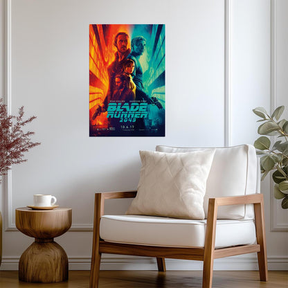 Blade Runner 2049 Movie Poster | Illustrated Cast in Orange and Teal Light - Movies & TV Poster
