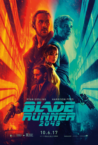 Blade Runner 2049 Movie Poster | Illustrated Cast in Orange and Teal Light - Movies & TV Poster
