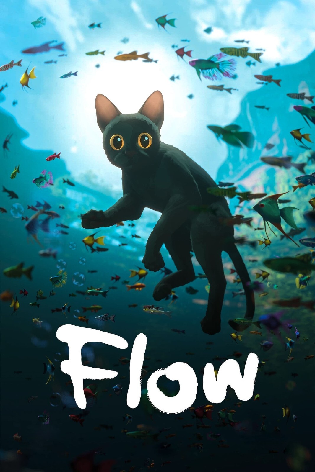 Flow 2024 Movie Poster | Black Cat Underwater - Movies & TV Poster