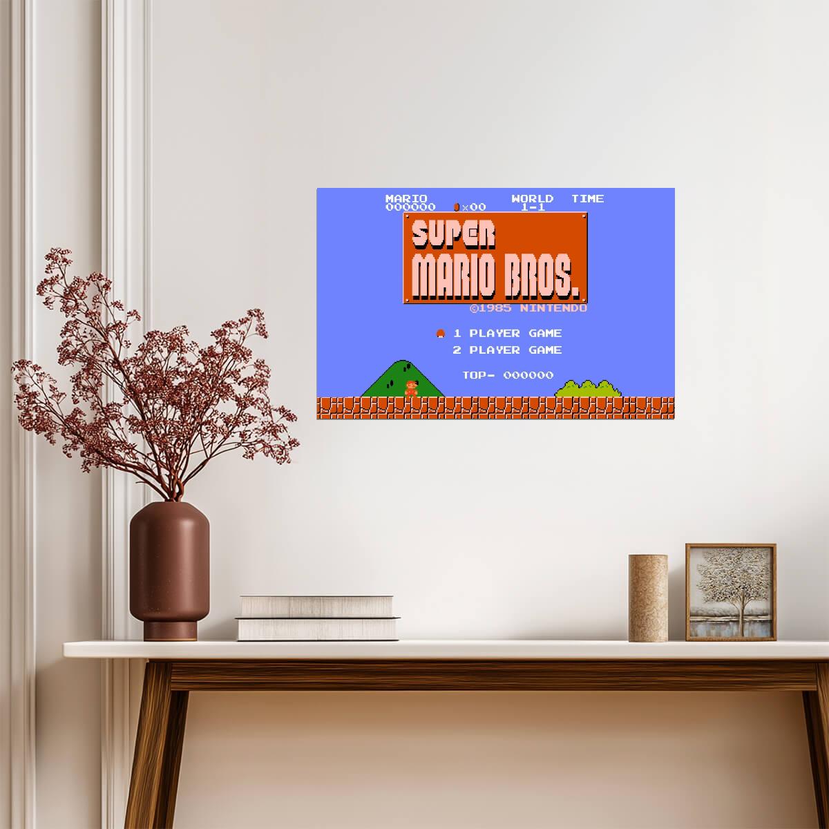 Super Mario Bros. Poster | 1985 Game Title Screen - Video Games Poster