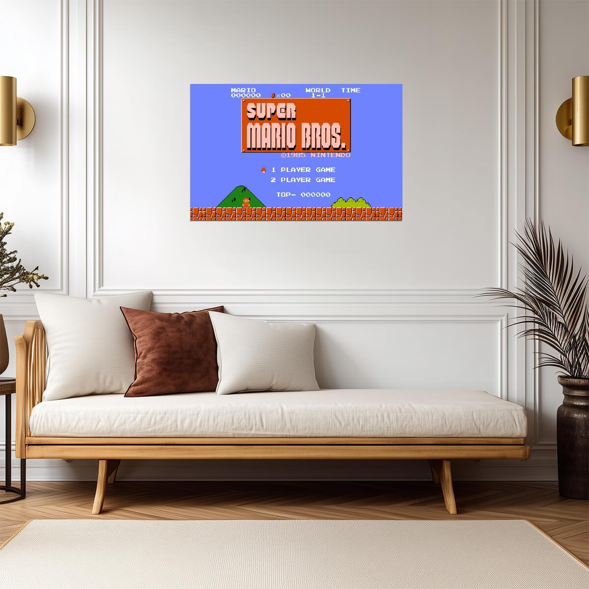 Super Mario Bros. Poster | 1985 Game Title Screen - Video Games Poster