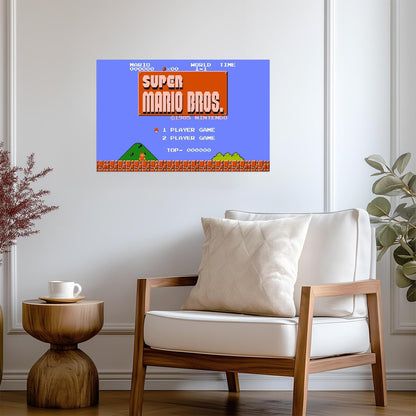 Super Mario Bros. Poster | 1985 Game Title Screen - Video Games Poster
