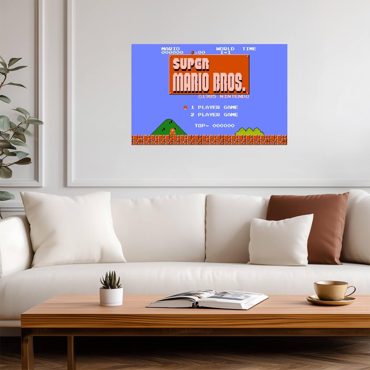 Super Mario Bros. Poster | 1985 Game Title Screen - Video Games Poster
