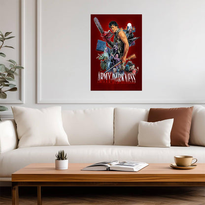 Army of Darkness Movie Poster | Ash with a Chainsaw and Cast Collage - Movies & TV Poster