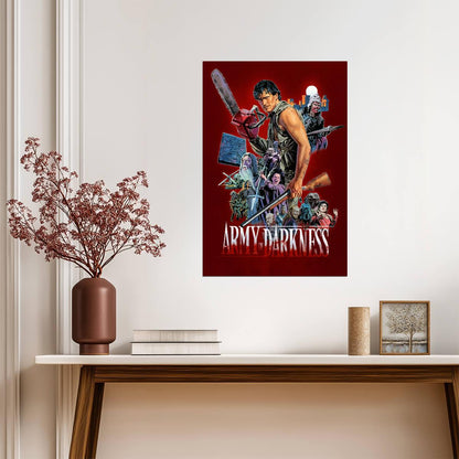 Army of Darkness Movie Poster | Ash with a Chainsaw and Cast Collage - Movies & TV Poster