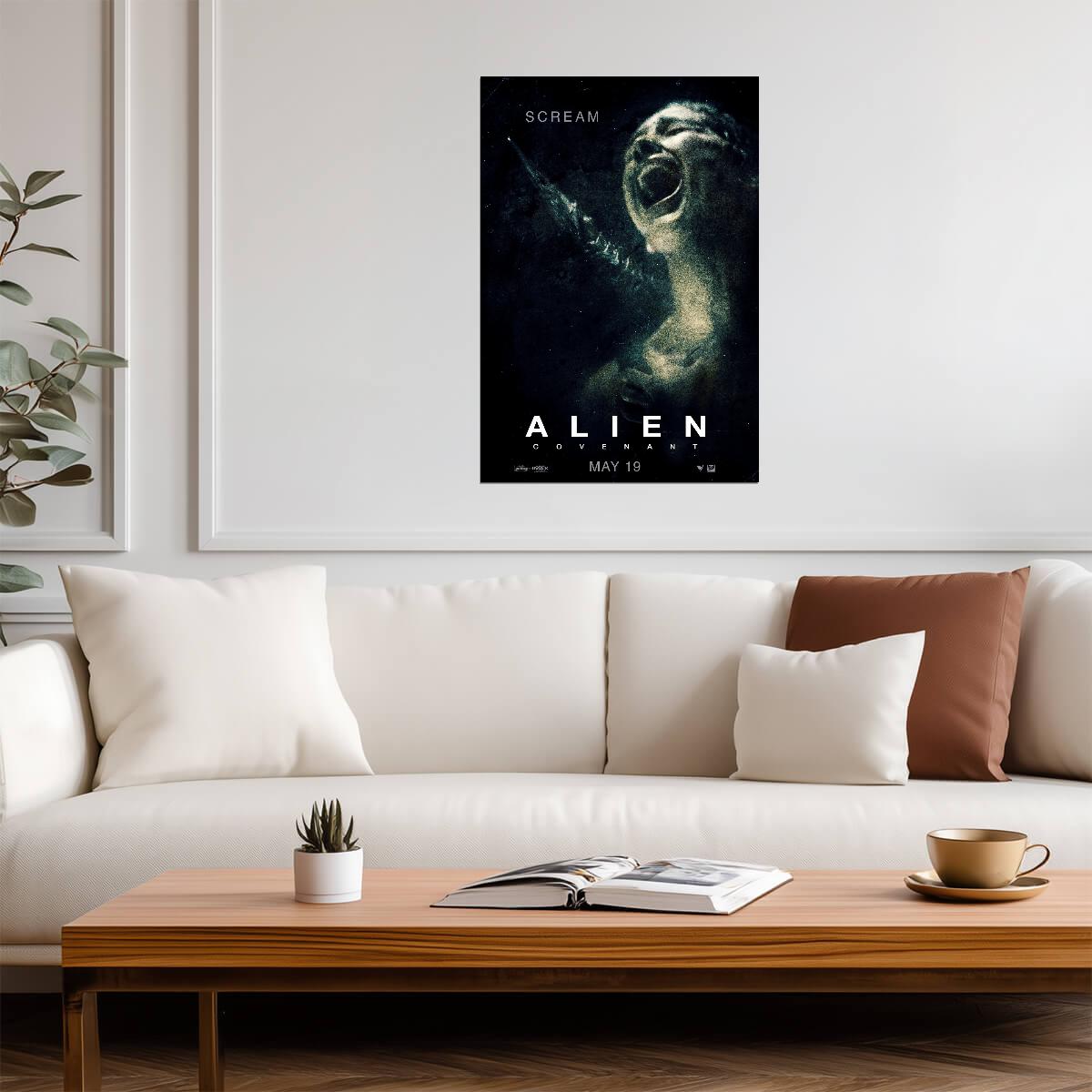 Alien Covenant Horror Movie Poster | Screaming Face - Movies & TV Poster