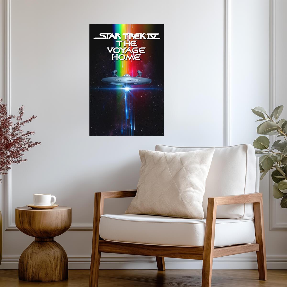 Star Trek IV The Voyage Home Movie Poster | USS Enterprise in a Rainbow Beam - Movies & TV Poster