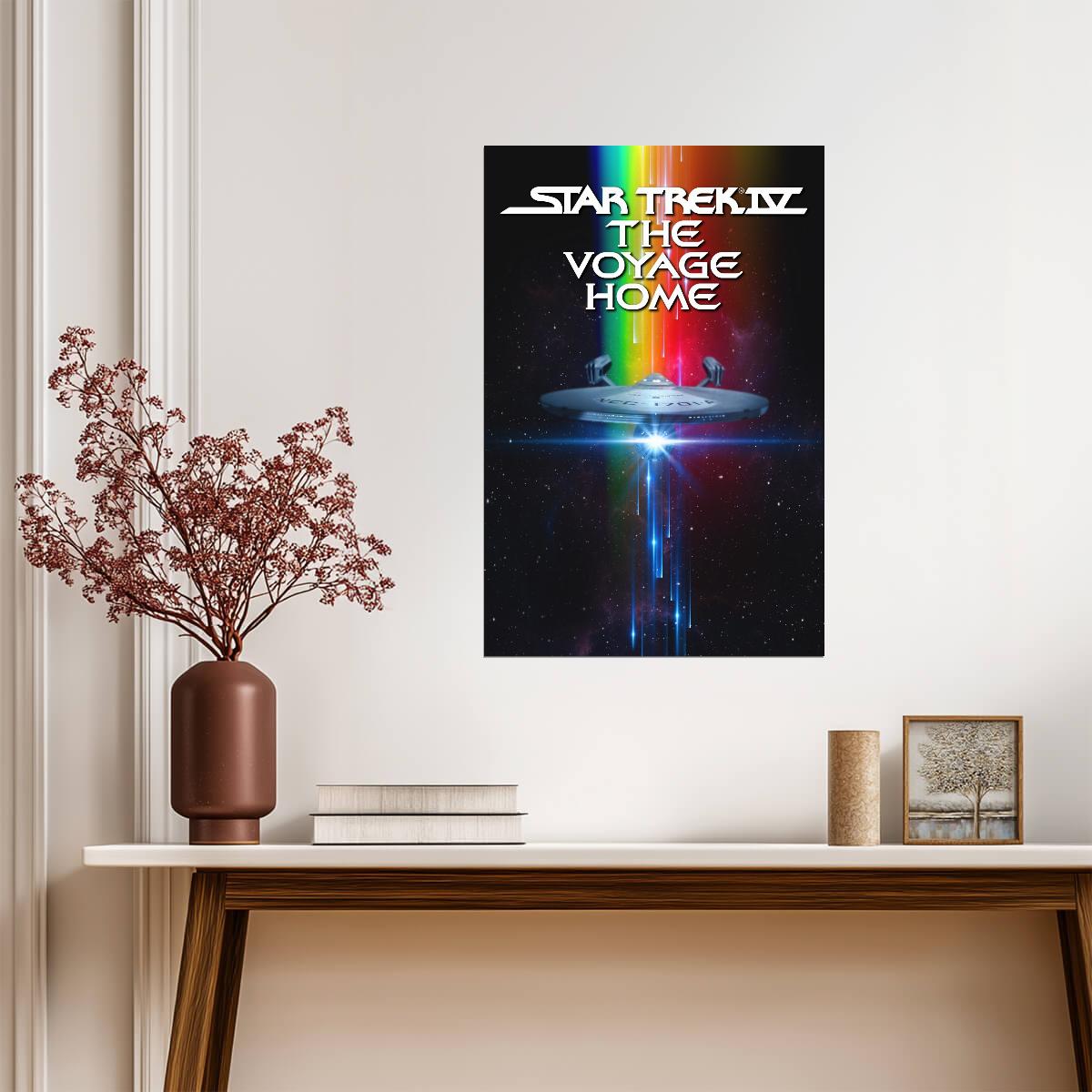 Star Trek IV The Voyage Home Movie Poster | USS Enterprise in a Rainbow Beam - Movies & TV Poster