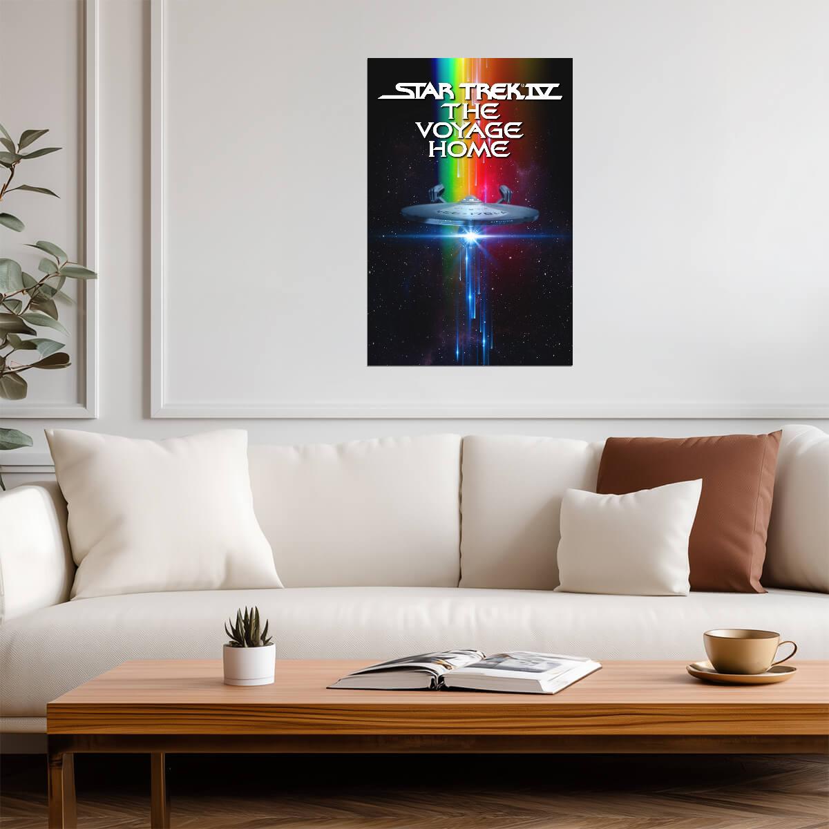 Star Trek IV The Voyage Home Movie Poster | USS Enterprise in a Rainbow Beam - Movies & TV Poster