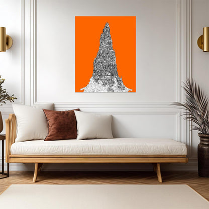 Stacked City Buildings Poster | Orange Architectural Illustration - Graphic & Art Poster