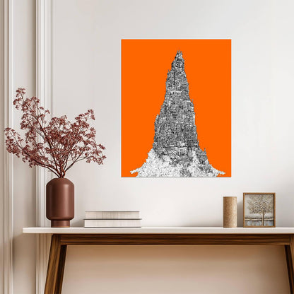 Stacked City Buildings Poster | Orange Architectural Illustration - Graphic & Art Poster