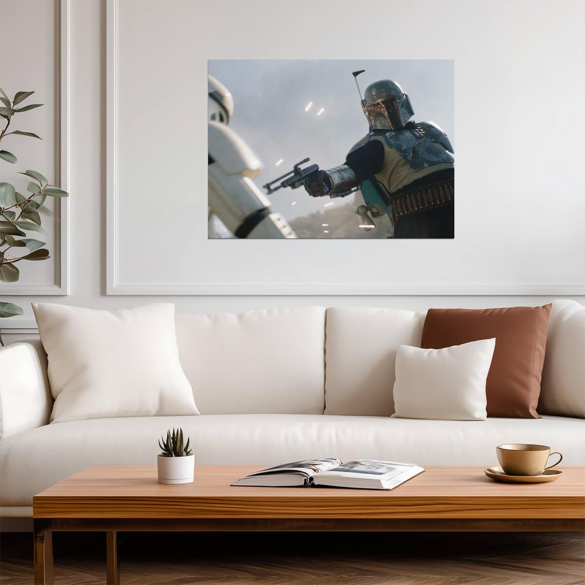 The Book of Boba Fett TV Series Poster | Boba Fett Facing a Stormtrooper - Movies & TV Poster