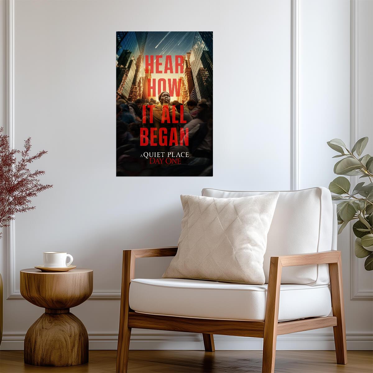 A Quiet Place: Day One Poster | Hear How It All Began Movie Print - Movies & TV Poster