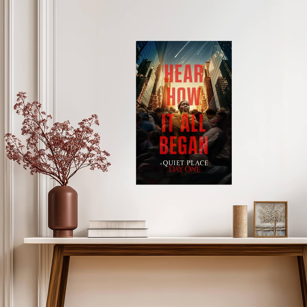 A Quiet Place: Day One Poster | Hear How It All Began Movie Print - Movies & TV Poster