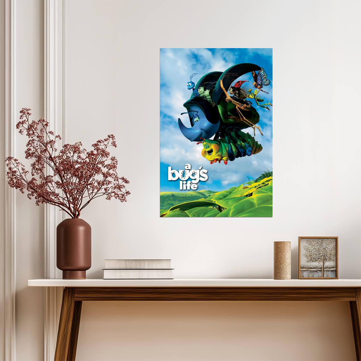 A Bug's Life Poster | Flik Carrying Circus Bugs on a Stick - Movies & TV Poster