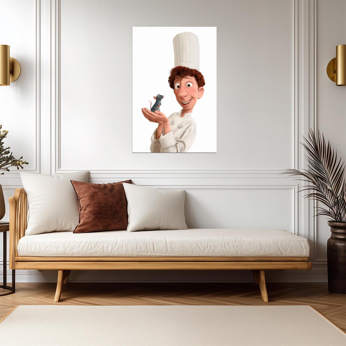 Ratatouille Movie Poster | Linguini Holding Remy on White - Movies & TV Poster