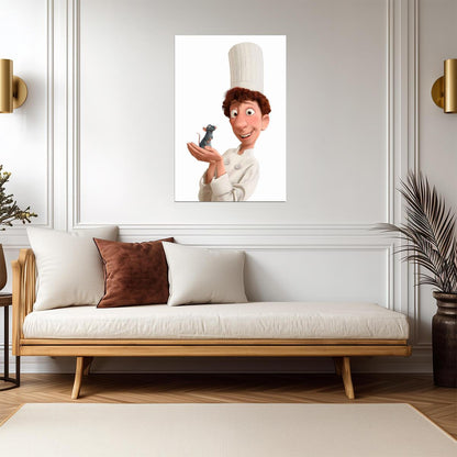 Ratatouille Movie Poster | Linguini Holding Remy on White - Movies & TV Poster