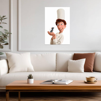 Ratatouille Movie Poster | Linguini Holding Remy on White - Movies & TV Poster