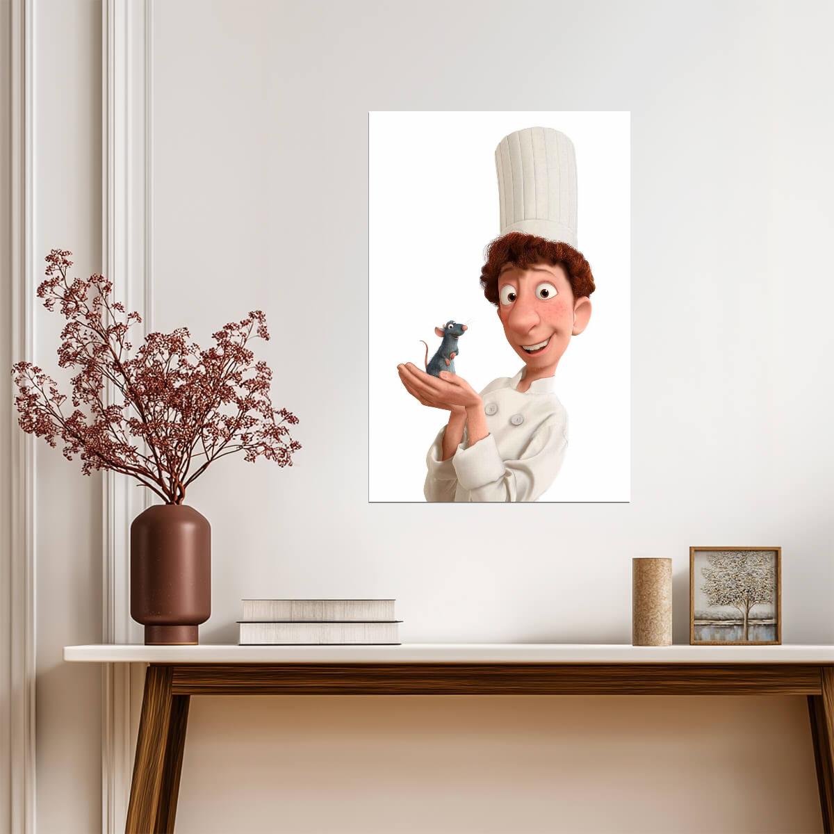 Ratatouille Movie Poster | Linguini Holding Remy on White - Movies & TV Poster