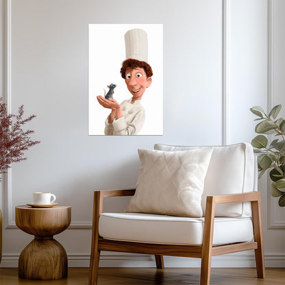 Ratatouille Movie Poster | Linguini Holding Remy on White - Movies & TV Poster