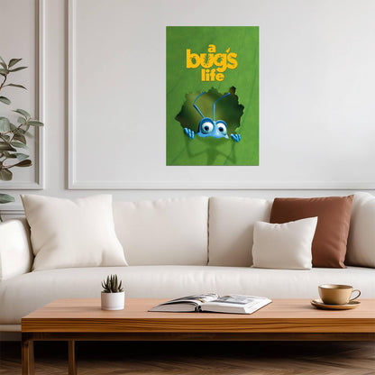 A Bug's Life Flik Poster | Ant Peeking Through a Leaf - Movies & TV Poster