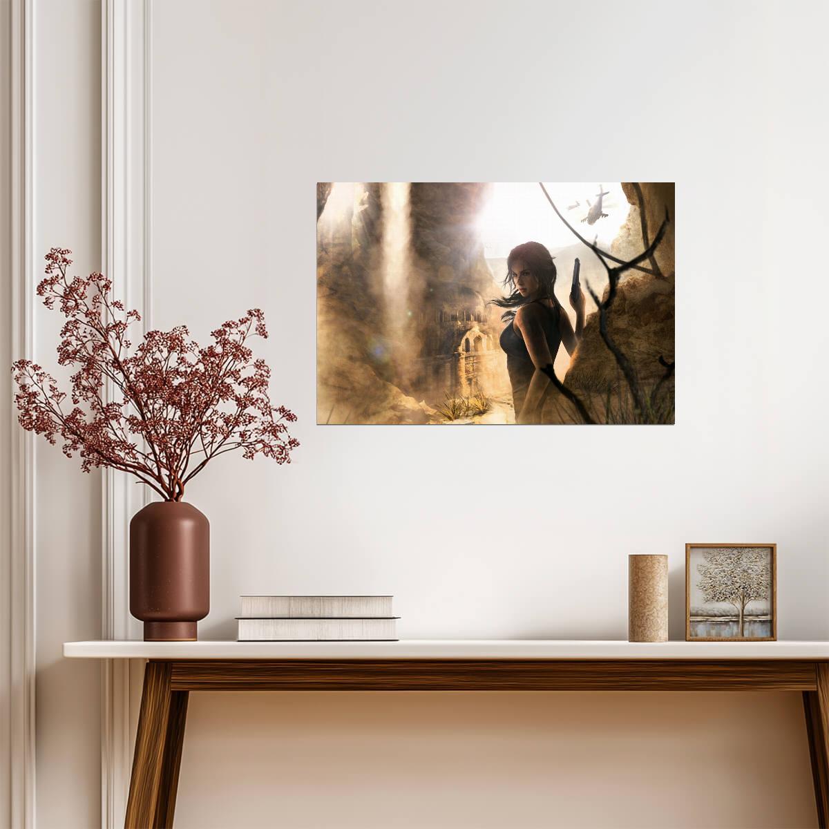 Tomb Raider Poster | Lara Croft Exploring Sunlit Ancient Ruins - Video Games Poster