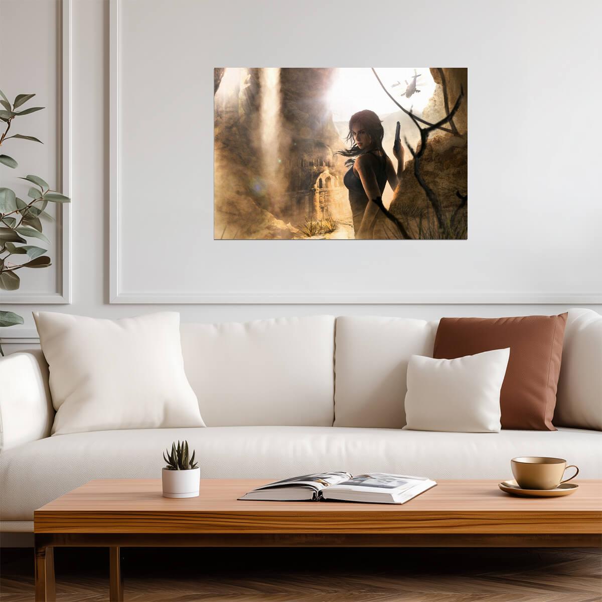Tomb Raider Poster | Lara Croft Exploring Sunlit Ancient Ruins - Video Games Poster