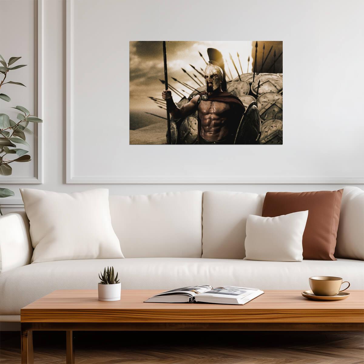 300 Leonidas Poster | Gerard Butler in a Spartan Helmet - Movies & TV Poster