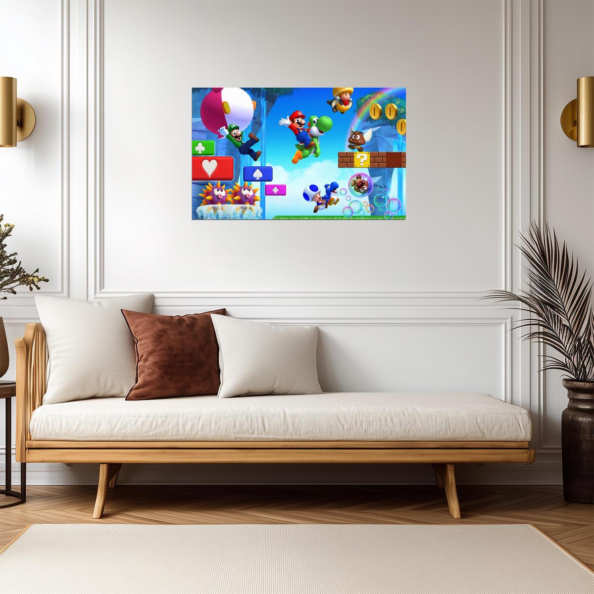New Super Mario Bros. U Poster | Mario, Luigi and Yoshi in the Mushroom Kingdom - Video Games Poster